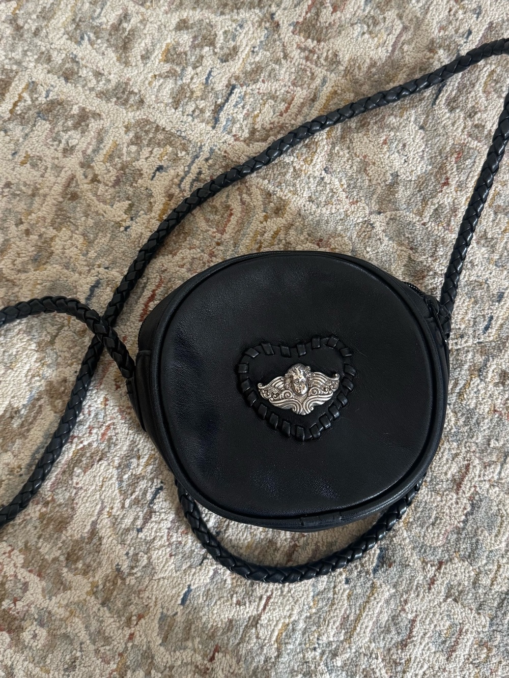 Vintage Brighton Black Leather Crossover Bag